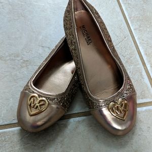Girls size 13 rose gold Michael Kors ballet flats dress shoes